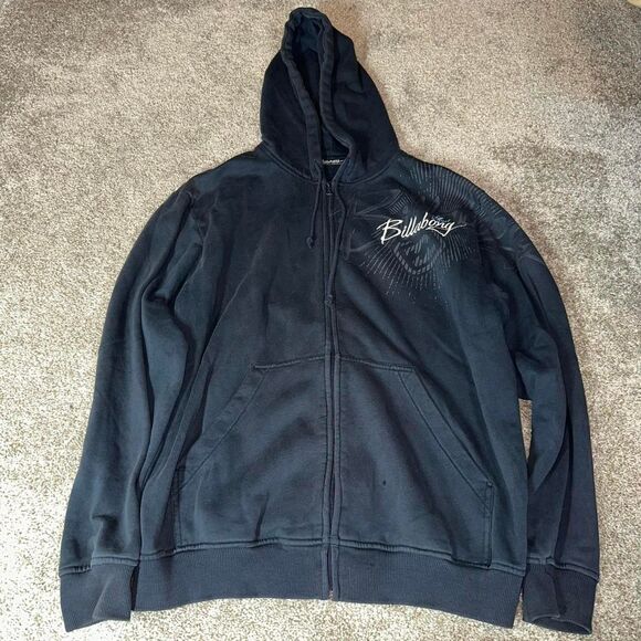 Billabong Men's Black and Navy Hoodie - Picture 1 of 5
